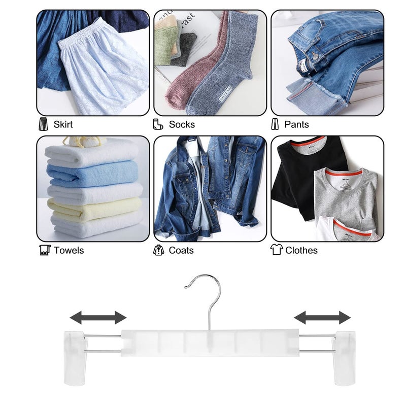 GUANJUNE Clothes Pants Hangers  Space-Saving Skirt Holders with 360  Swivel Hooks  Adjustable Clips  Trouser Hangers  Clothes Coat Garment Jeans Hangers (10 Pack  Transparent) - Image 4